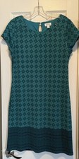 Market & Spruce Dress Size M Teal & Navy Short Sleeve Stretch Fully Lined