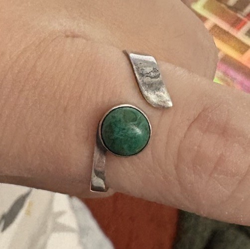 Sterling Silver Adjustable Ring With A Malachite … - image 7