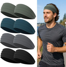 5.5" Wide Men'S Sports Headbands for Long Hair, 8 Pieces