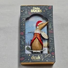 dcuk Dinky Ducks Christmas Star Hand Painted Wooden Duck 4.5" Santa Hat Red Cape