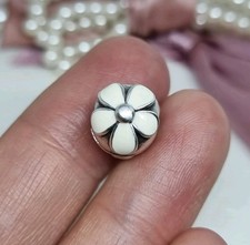 Charm Pandora Originale Smalto Bianco Darling Margherita Clip S925 ALE 💕 R21b