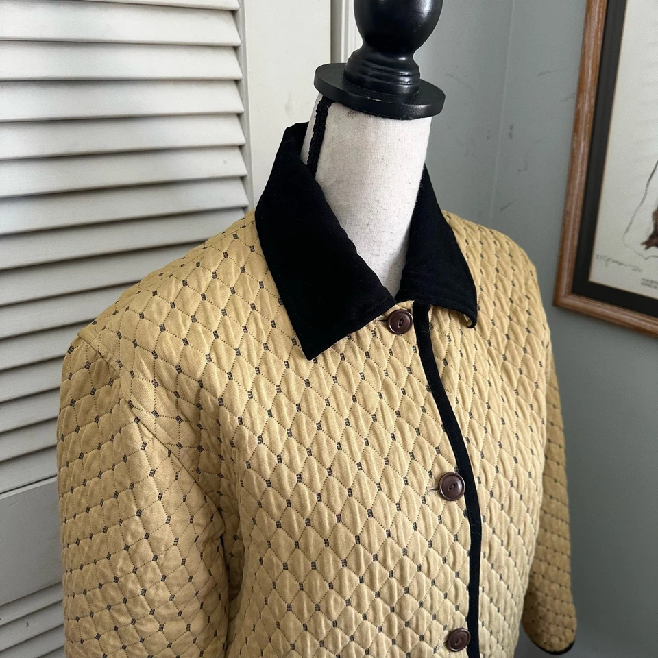 Винтажная женская куртка J MCLAUGHLIN 8 бежевая стеганая уличная опрятная повседневная - Изображение 4 из 4