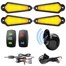 UTV ATV SXS Turn Signal Kit with 110dB Horn, 4PCS Amber LED Blinker Sword