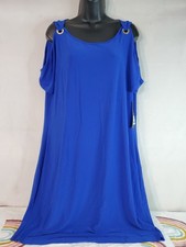  Nine West Women's Cold-Shoulder Royal Blue Dress Party Cocktail Size Large