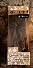 Isotoner Ballerina Comfort Slippers NEW with Beaded Bow 6.5 to 7.5 Black