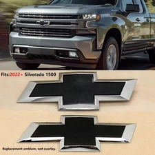 2022+ Grille & Tailgate Bowtie Emblem for Chevrolet Silverado 1500 Chrome Black