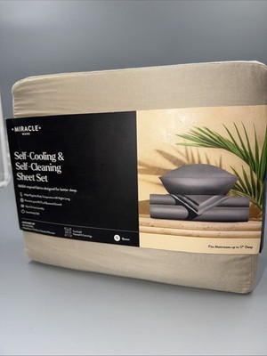 Miracle Made Sheet Set  Luxe Self-Cooling Self-Cleaning Sateen SAND -Queen- NWT