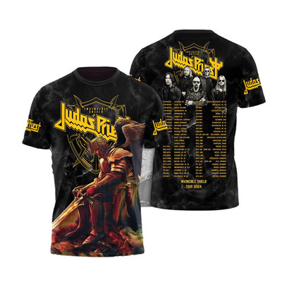 Judas Priest Invincible Shield Tour 2024 Music 3D T-Shirt M676