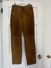 Vintage Metro Style Genuine Suede Leather Pants Mustard, Sz 10T