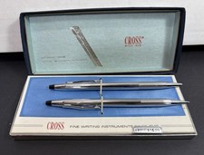 Vintage CROSS Classic Century Chrome Pen Pencil Set 3501 Made In USA Box Tag