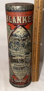 ANTICA LATTINA CAFFÈ ALTA LITOGRAFICA LATTA FIERA MONDIALE BLANKE'S ST LOUIS NEGOZIO DI CAMPAGNA