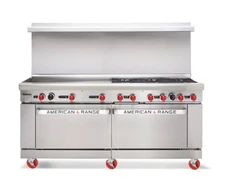 American Range 72" Commercial Gas Range w/(8) Burners & 24" Raised Griddle