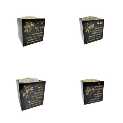Rosenschale Grabschmuck Hommage schwarz gold Blumen Vers Gedicht 15 cm