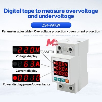 63A Adjustable Over Under   Voltage Protector Relay LCD Display Meter 220V #iw