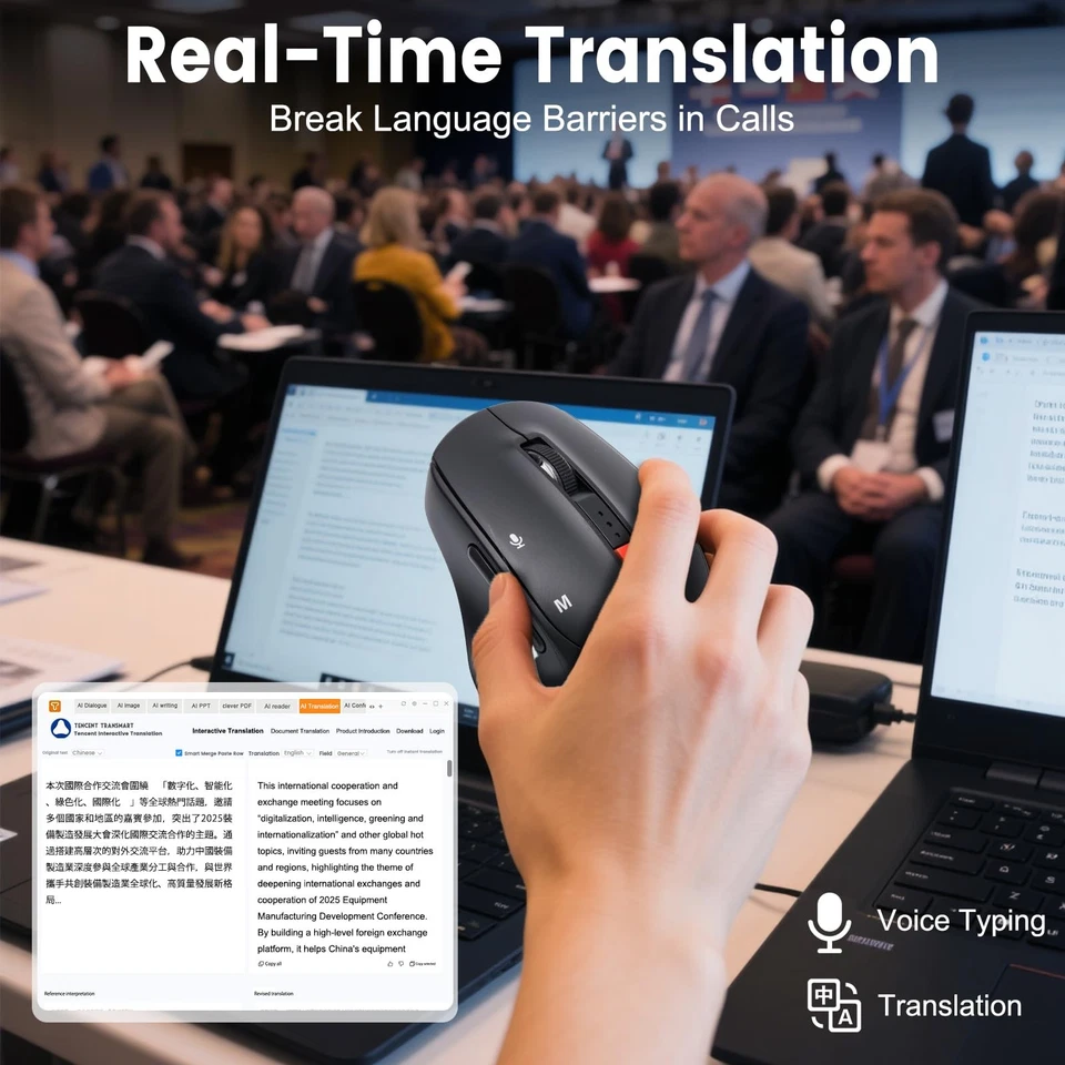 AI Wireless Mouse for PC Laptop Bluetooth Mouse with AI Assistants & Voice Ty... - Image 4 of 4