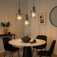 HäNgeleuchte Pendellampe Wohnzimmerlampe Rauchglas Esstischleuchte Led H 150 Cm