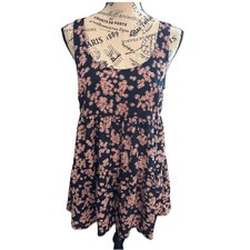 Urban Outfitters Babydoll Jumper Size Small Floral Blue Romper Shorts Boho Chic