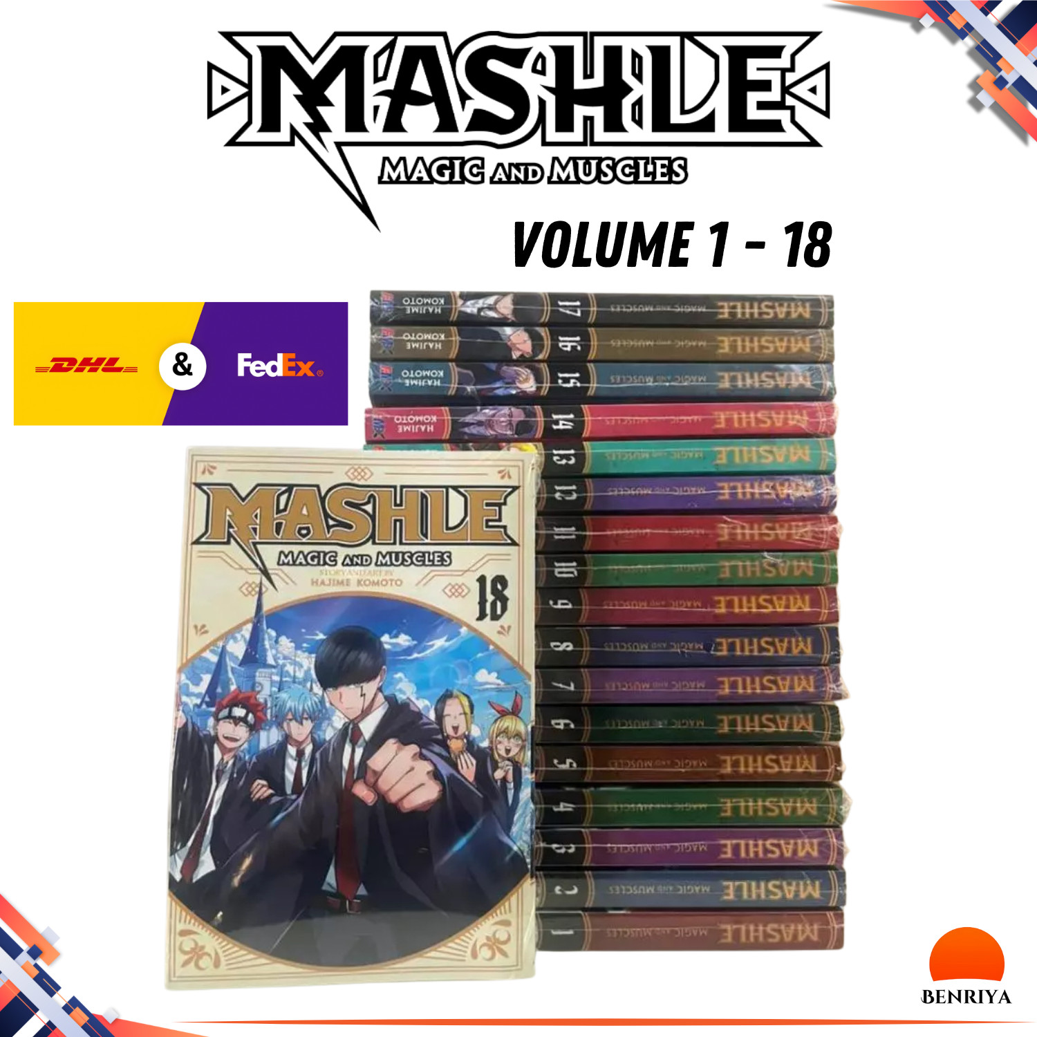 Mashle Magic and Muscles Manga Vol 1-18 Juego Completo Inglés Nuevo Libro Sellado DHL