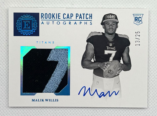 2022 Panini Encased Malik Willis #122 Rookie Cap Patch Auto Sapphire /25