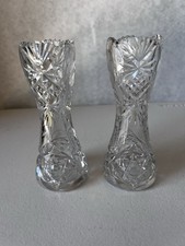 Vintage Pair Cut Crystal 5” Bud Vases