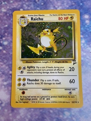 ebay raichu pokemon card Raichu 16/130 Base Set 2 Holo Rare NM Pokemon Card