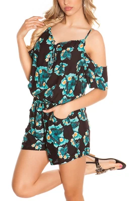 Damen Overall Jumpsuit Shorts Schulterfrei Sommer Hose Einteiler  36 38 40 42 - Bild 1 von 4