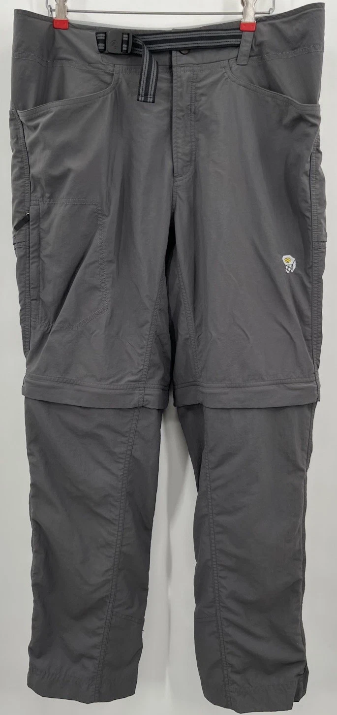 Mountain Hardwear Mens Large Belted Outdoor Hiking Pants Convert to Shorts