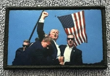 MAGA TRUMP NEVER SURRENDER 2x3 Embroidered Morale Patch Hook Backing Brand New