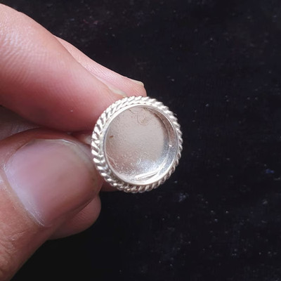 925 Sterling Silver 10mm Rope Design Ring Blank Cabochon Setting DIY Jewelry