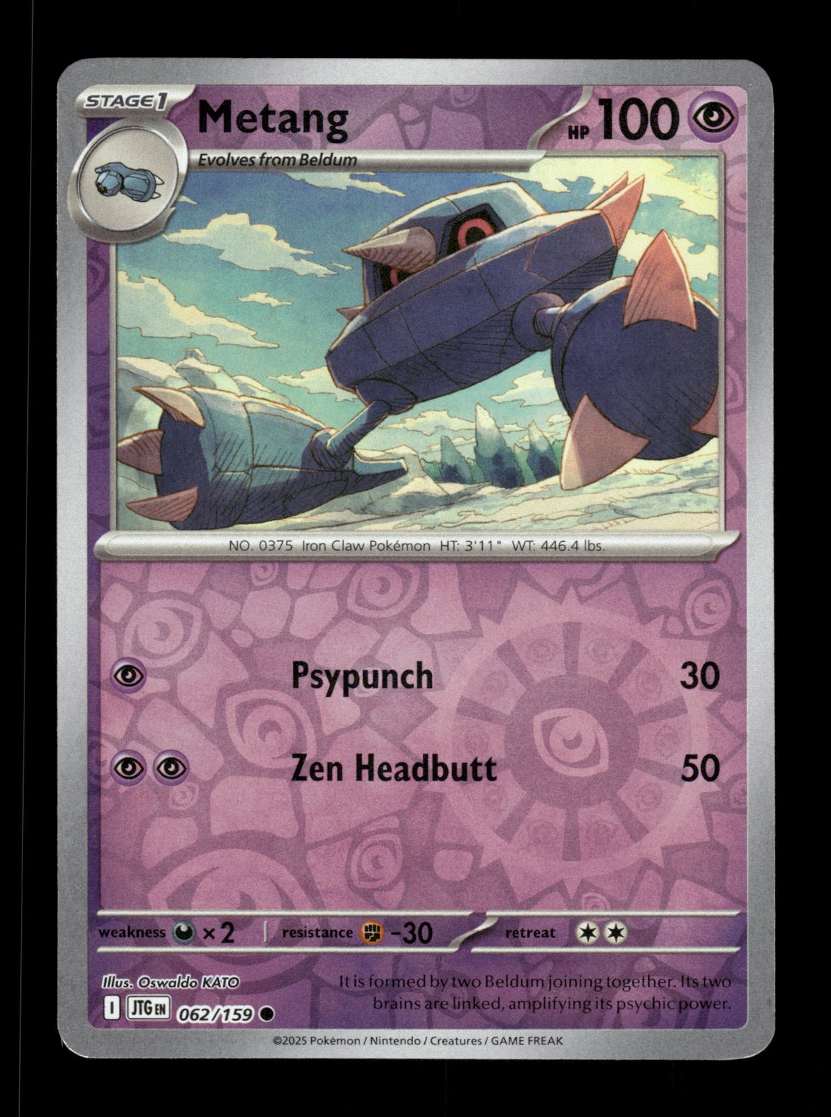 Metang Reverse Holo Common SV09: Journey Together 062/159 NM Pokemon NM