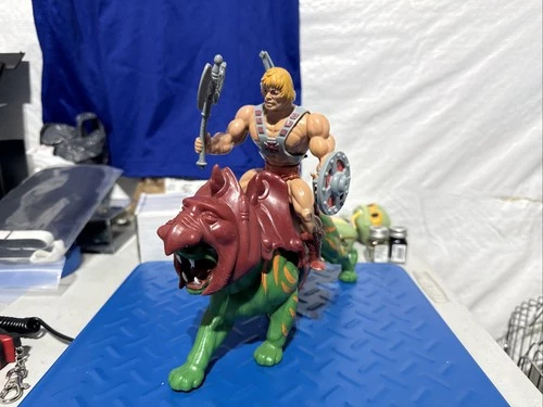 Vintage Mattel MOTU He Man And Battle Cat Complete 1981 Action Figure Taiwan