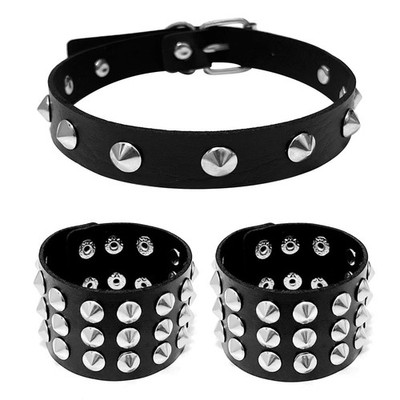 Studded Choker Necklace Bracelets, Punk Emo Goth Jewelry Scene Accessories
