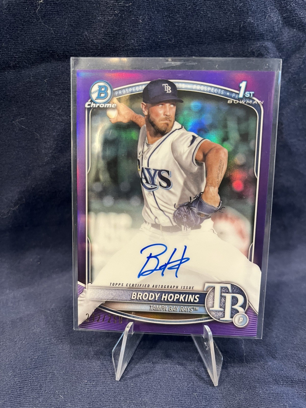 2025 Bowman Chrome Brody Hopkins 1st Bowman Purple Auto, 212/250, Rays
