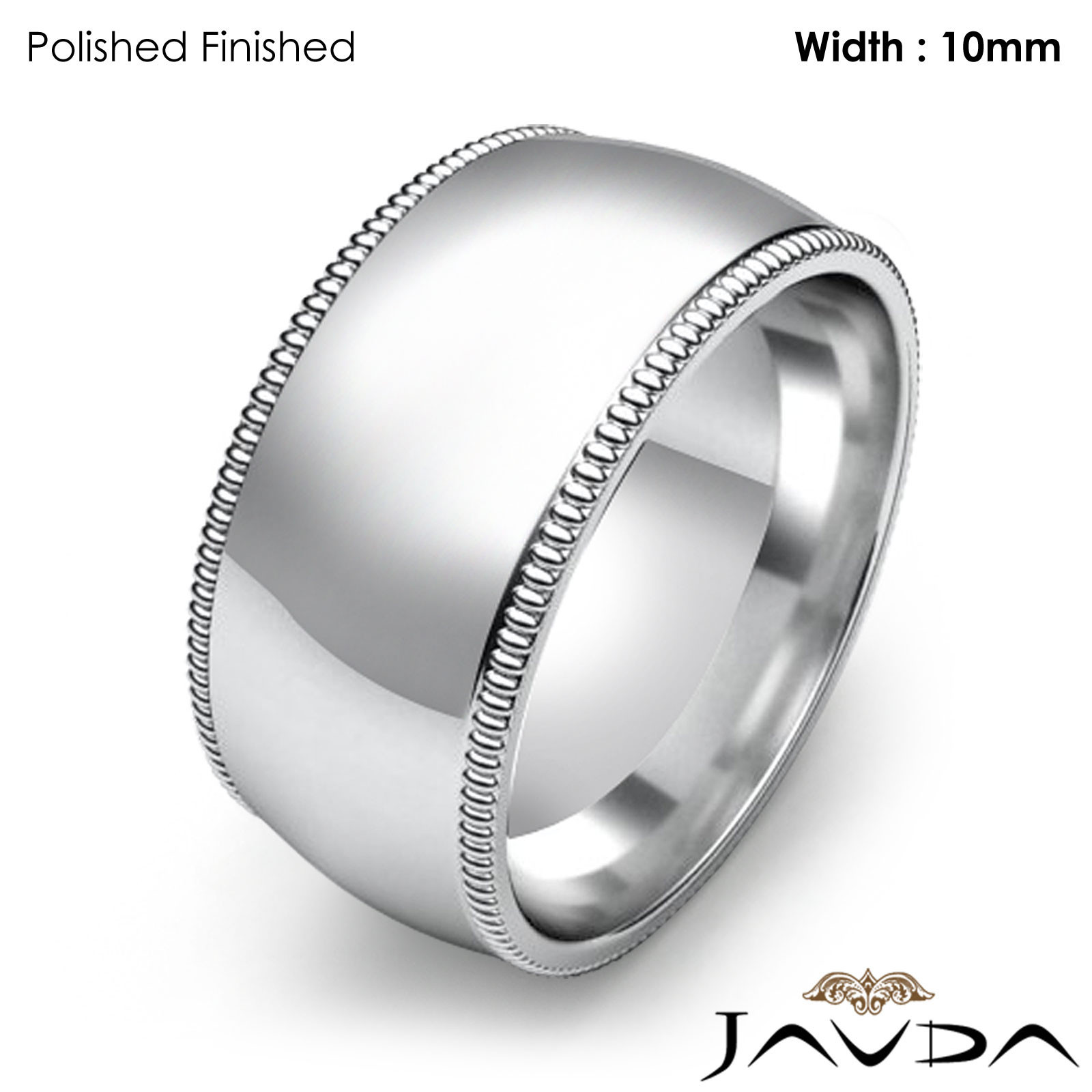 Women Wedding Band 10mm Platinum 950 Milgrain Comfort Fit Ring 18.3g Sz