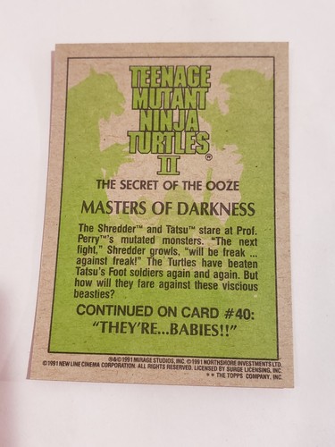 VINTAGE 1991 TOPPS TMNT GEHEIMNIS DES SCHLUSSES HANDELSKARTE #39 - Bild 2 von 2