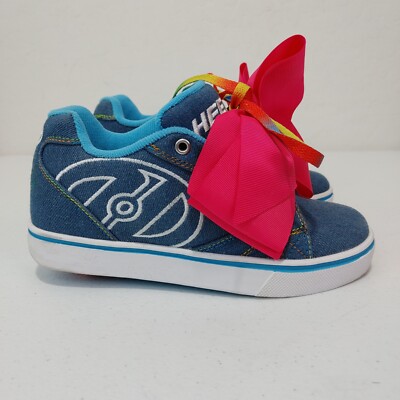 JoJo Siwa Heeleys Sneakers Denim Pink Bow Size Youth Skate Shoes