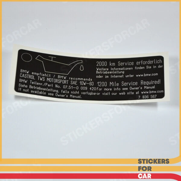 BMW OIL Label Sticker 7836567 | eBay