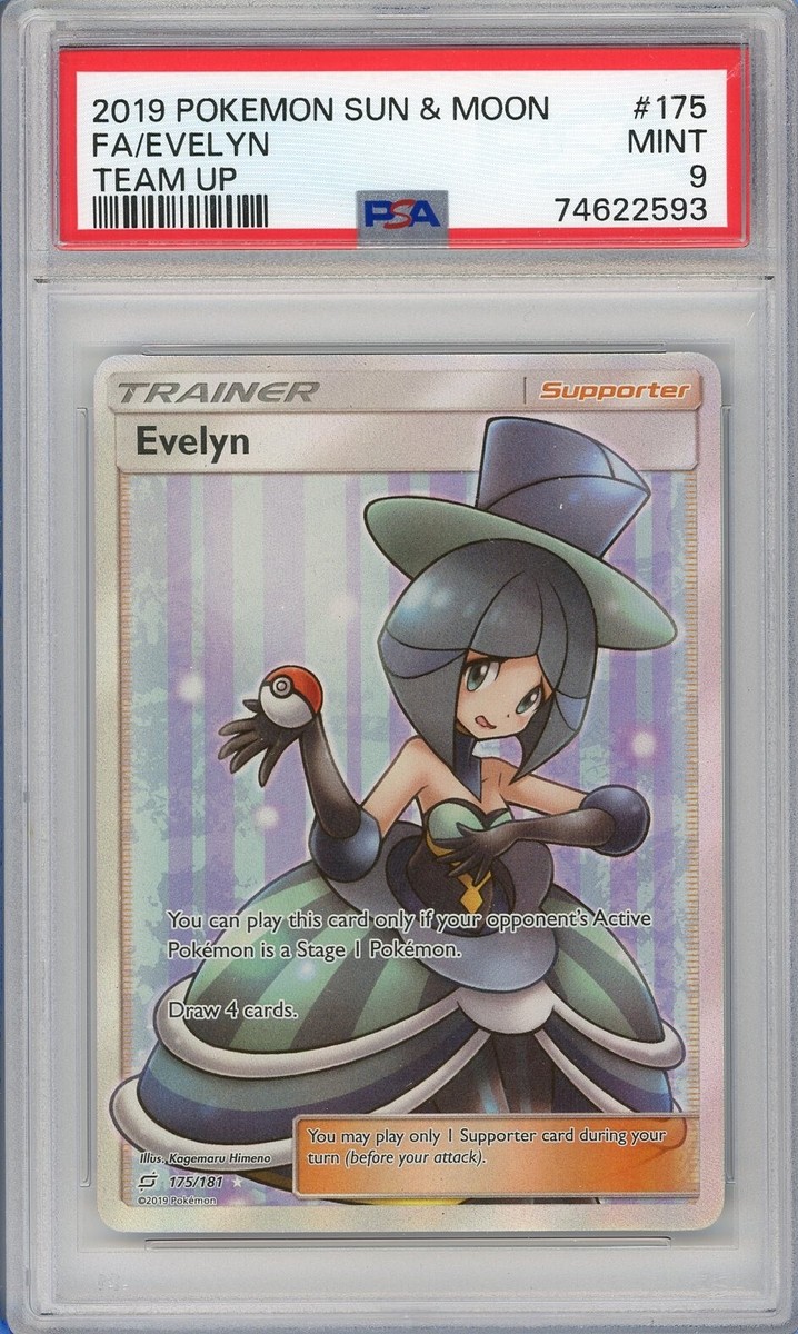 PSA 9 Evelyn 175/181 Full Art Trainer Waifu Team Up Pokemon