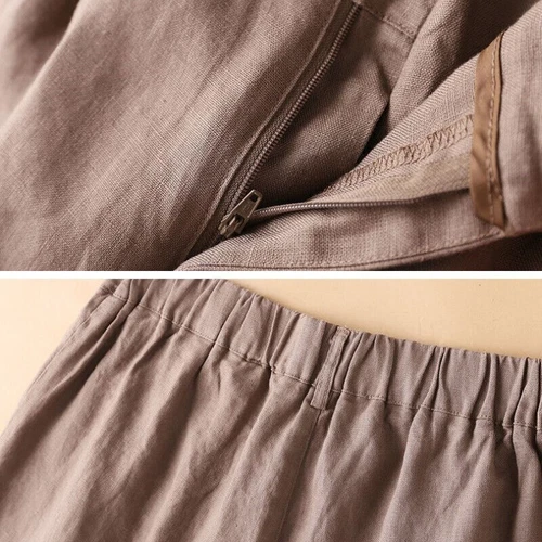 Lange Damenshorts Baumwolle Leinen knielang mit Taschen leichte lose Hose - Bild 6 von 22