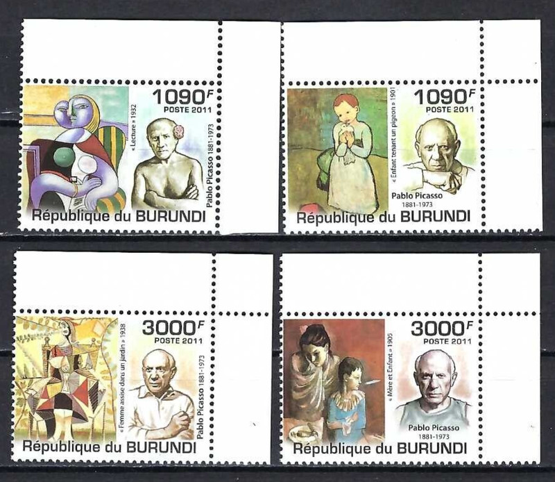 Burundi 2011 #946-949 MNH Art/Paintings/Picasso/Child with a Dove/Mother & Child