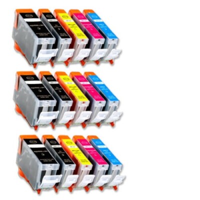 15-Pk/Pack PGI-5 CLI-8 BCMY Ink for Canon PIXMA MP500 MP530 MP600 MP610
