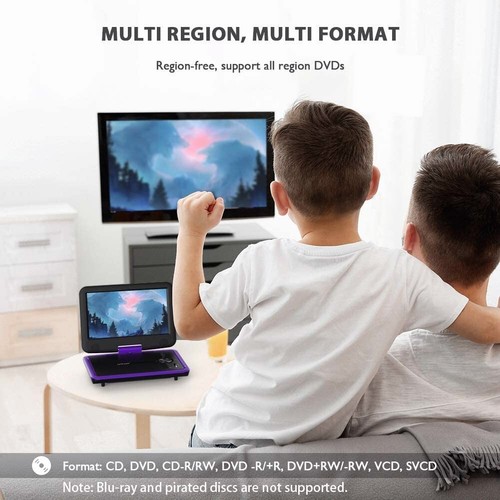 ieGeek Portable DVD Player with Swivel Screen Region Free Remote Control Purple - Picture 5 of 7
