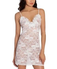 NWT Linea Donatella Embroidered Stretch Lace Chemise Nightgown Peach Large