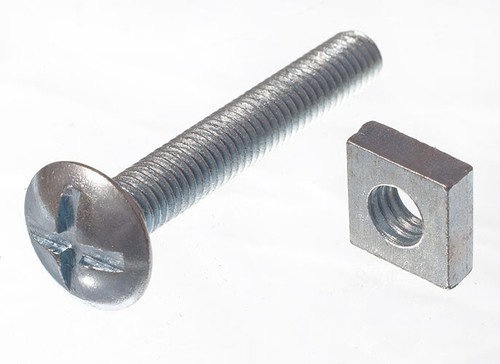 Boulons De Toiture M8 (8mm) Avec écrous Carrés à Fente Croisée - Zinc, Pour Fixation Robuste
