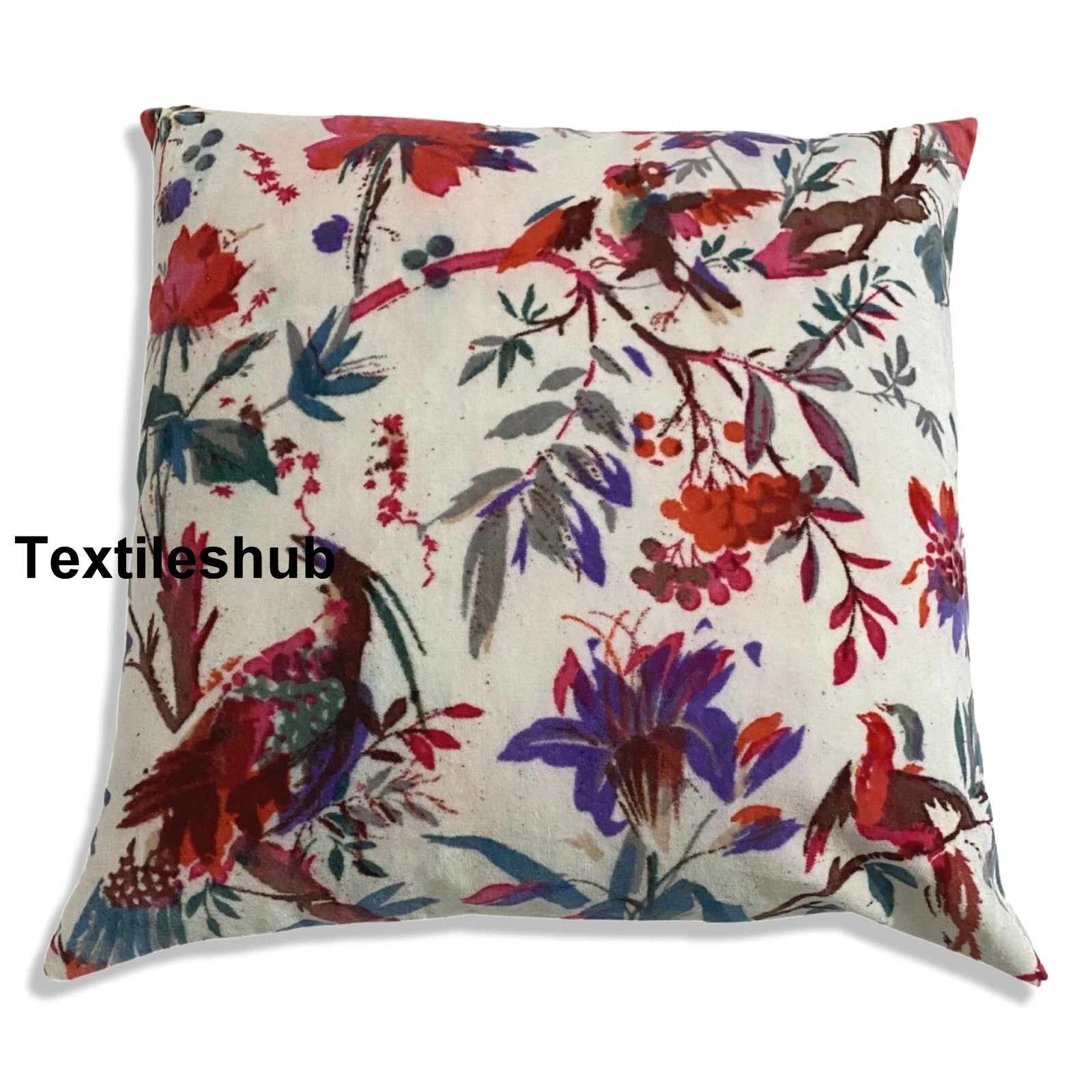 Indien Velvet White Bird Cushion Cover Pillow Throw Ethnic Handmade cover US