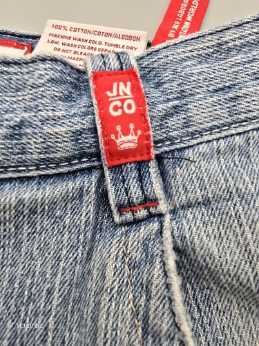 Jnco Jean Shorts Mens Size 34 X34 90s Skate Y2K Embroided Gothic Red Crown - Picture 9 of 18