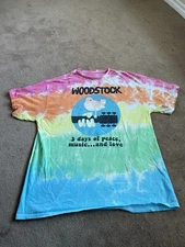 Woodstock Liquid Blue T-shirt Size XL Tie Dye Peace Love Rock Music
