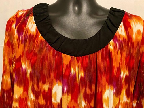 AB Studio Women’s Size XL 3/4 Sleeve Abstract Fire Pattern Blouse Good Condition - Picture 8 of 24
