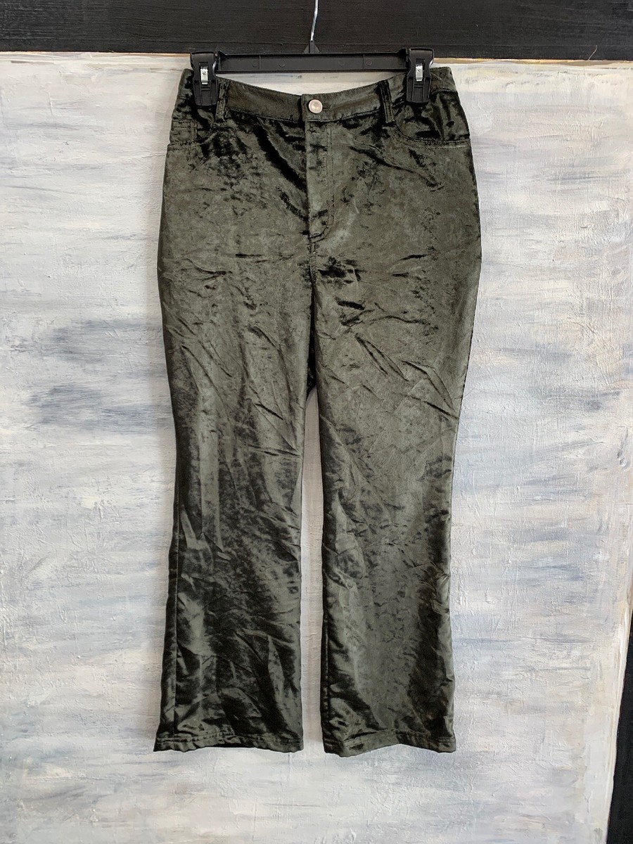 NEW! OPENING CEREMONY Crushed Velvet Crop Flare Pants, Surplus Green  $425