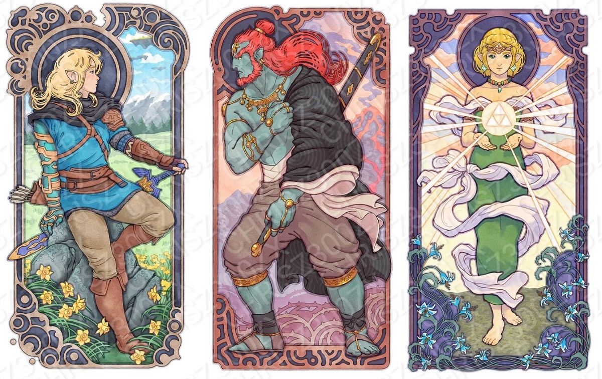 額装品/Paseo por la hoz del/フェルナンドゾーベル/ポスター The Legend of Zelda Tears of The Kingdom Poster Nouveau Print Art